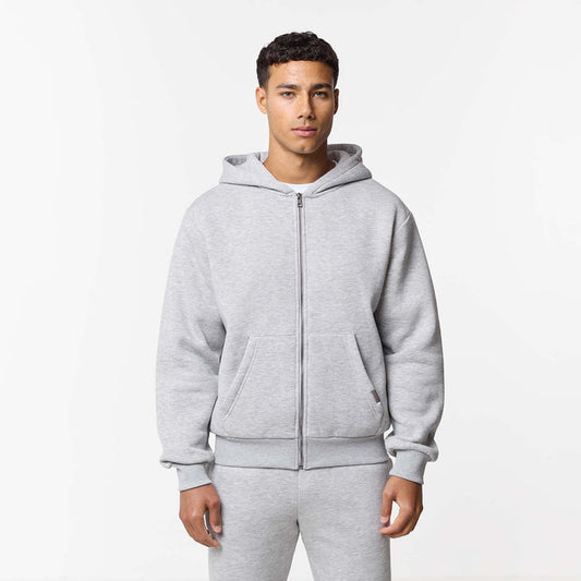 Relaxed Full Zip Hoodie | Grey Marl