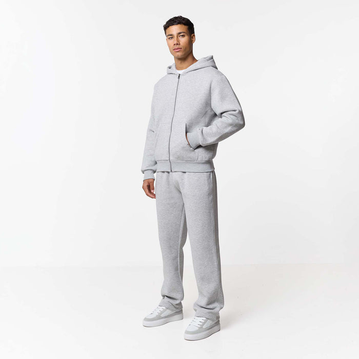 Relaxed Full Zip Hoodie | Grey Marl