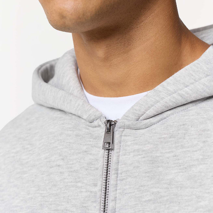 Relaxed Full Zip Hoodie | Grey Marl