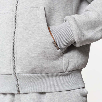 Relaxed Full Zip Hoodie | Grey Marl