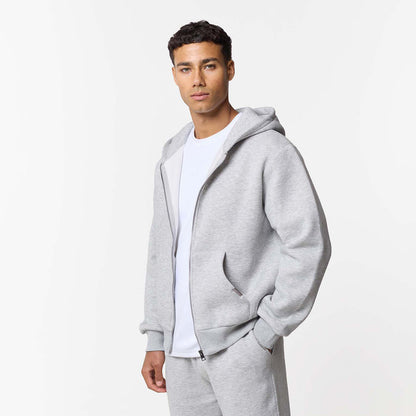 Relaxed Full Zip Hoodie | Grey Marl