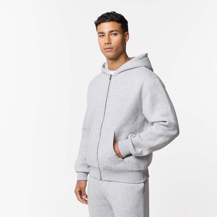 Relaxed Full Zip Hoodie | Grey Marl