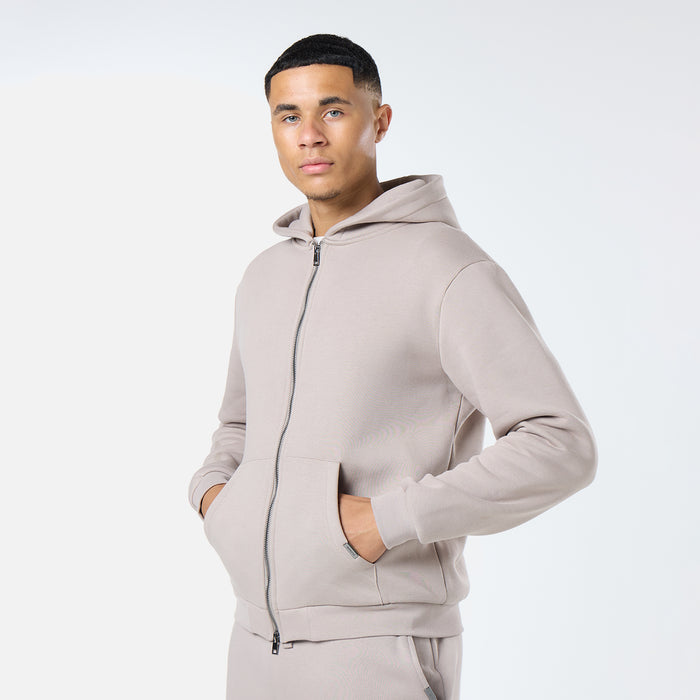 Relaxed Full Zip Hoodie |  Stone