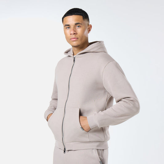 Relaxed Full Zip Hoodie |  Stone