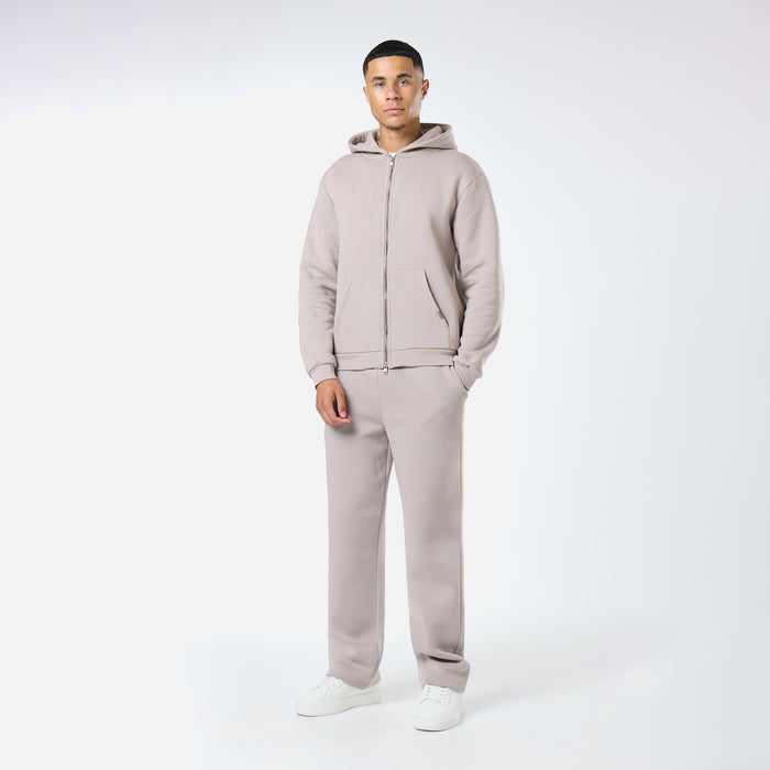 Relaxed Full Zip Hoodie |  Stone