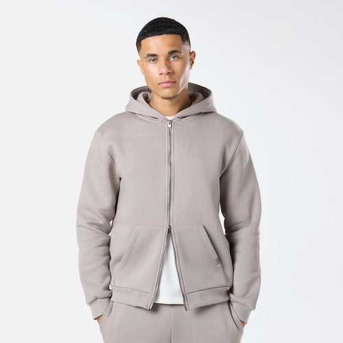 Relaxed Full Zip Hoodie |  Taupe