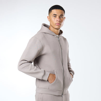 Relaxed Full Zip Hoodie |  Taupe