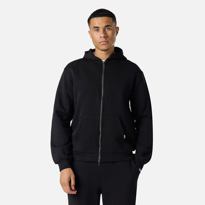 Relaxed Full Zip Open Hem Tracksuit | Black