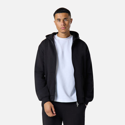 Relaxed Full Zip Open Hem Tracksuit | Black