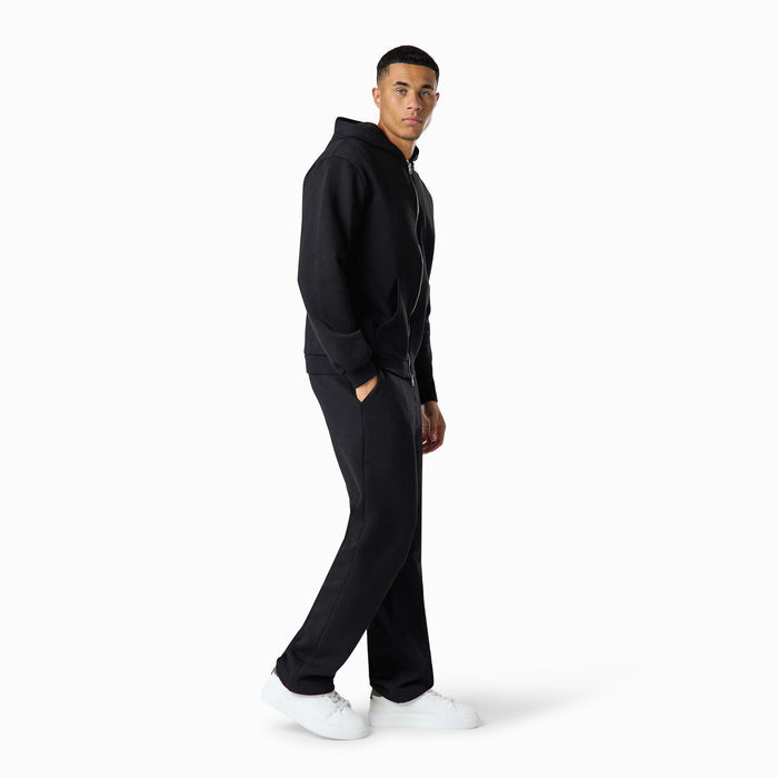 Relaxed Full Zip Open Hem Tracksuit | Black