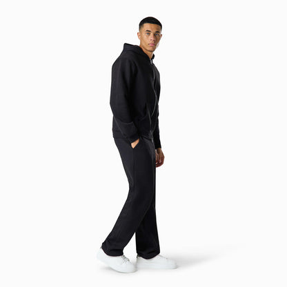 Relaxed Full Zip Open Hem Tracksuit | Black