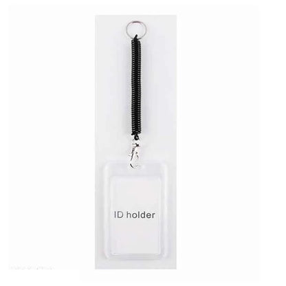 Retractable Spiral Coil Lanyard with Clear Vertical ID Badge Holder – Black (ETC-2076BK)