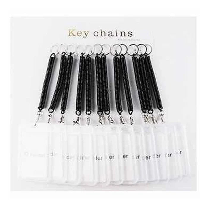 Retractable Spiral Coil Lanyard with Clear Vertical ID Badge Holder – Black (ETC-2076BK)