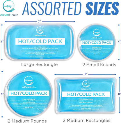 Reusable Hot & Cold Gel Ice Packs – 7 Pack Pain Relief (Blue)