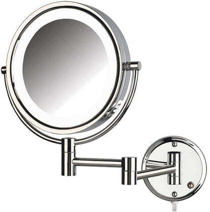 Reversible 8X/1X LED Plug-In Makeup Mirror  - Jerdon Style
