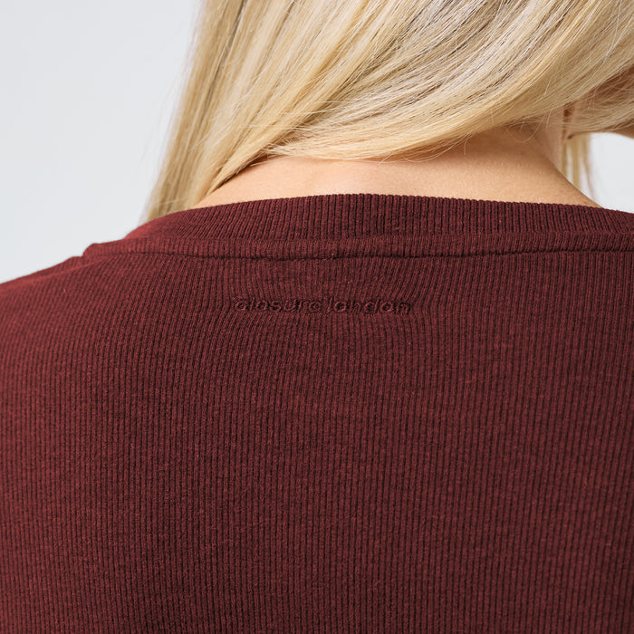 Ribbed Button Up Top | Burgundy