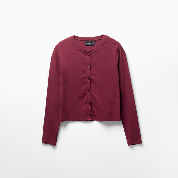 Ribbed Button Up Top | Burgundy