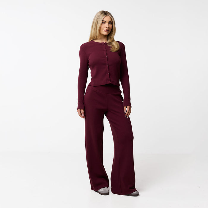 Ribbed Open Hem Set | Burgundy