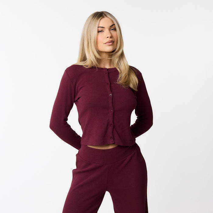 Ribbed Open Hem Set | Burgundy