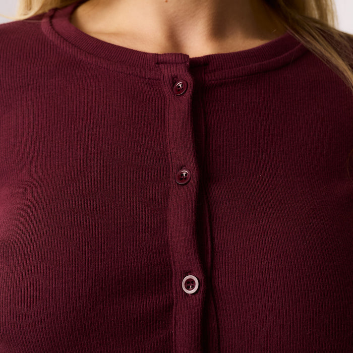 Ribbed Open Hem Set | Burgundy