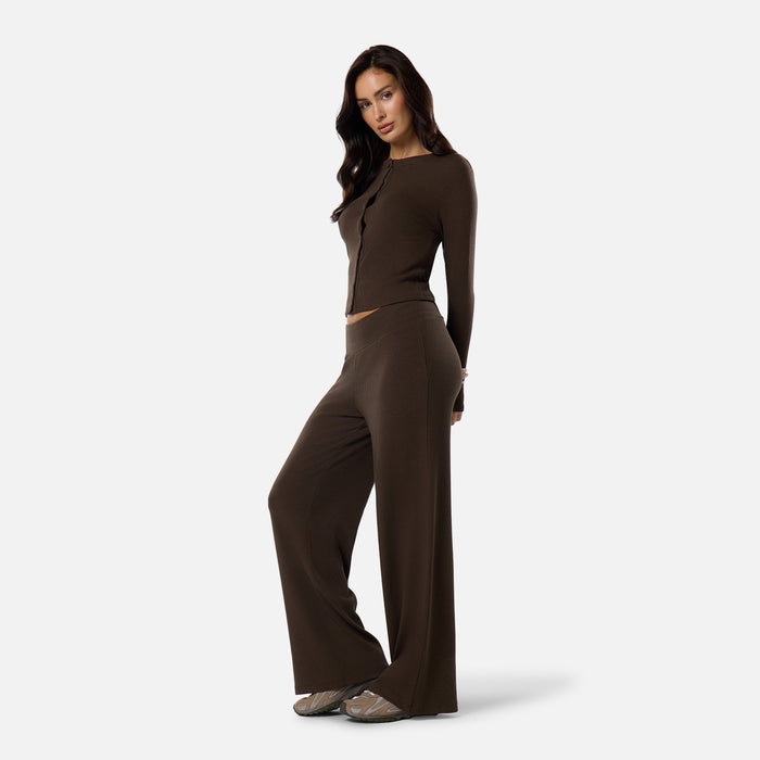 Ribbed Open Hem Set | Coffee