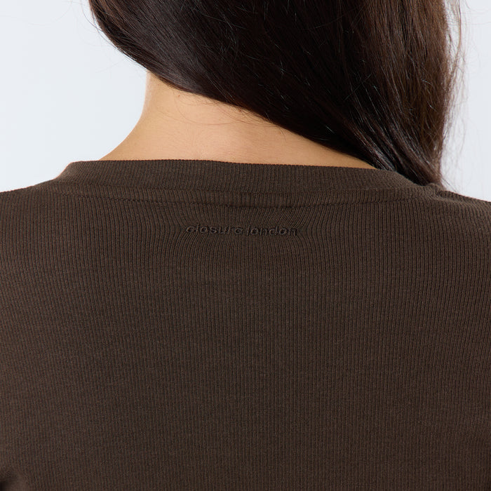 Ribbed Open Hem Set | Coffee