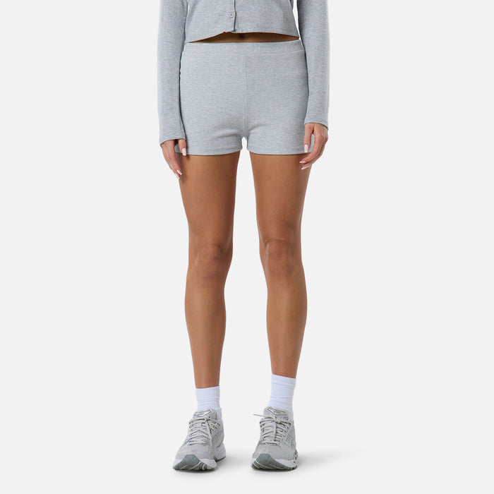 Ribbed Short Twinset | Grey Marl