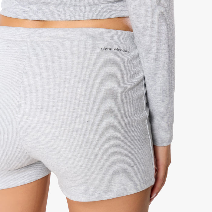 Ribbed Short Twinset | Grey Marl