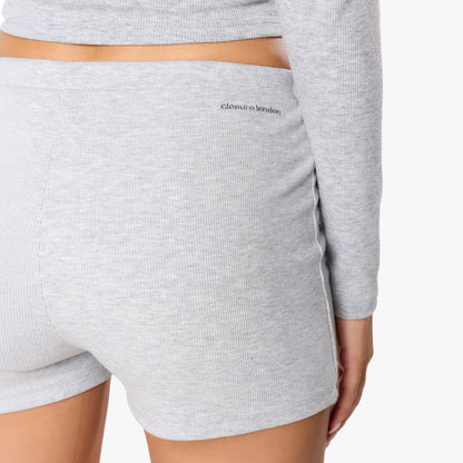 Ribbed Short Twinset | Grey Marl