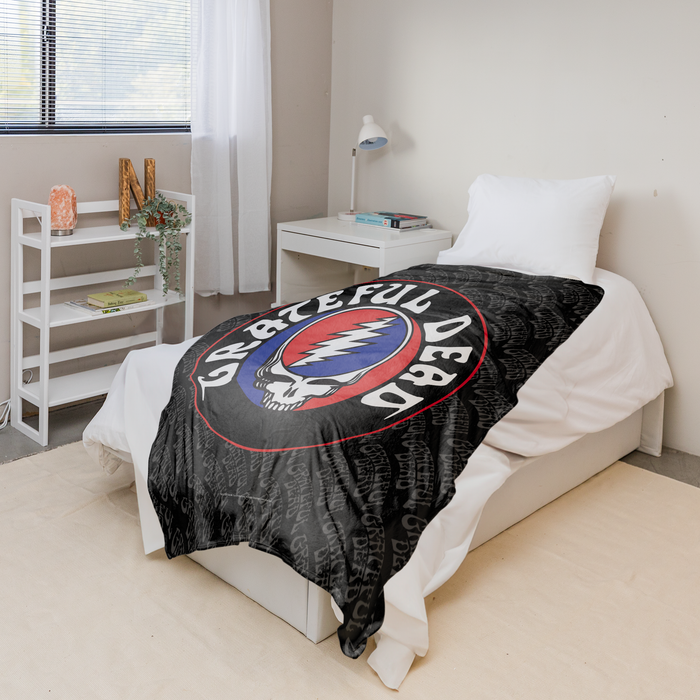 Rocksax Grateful Dead Sherpa Fleece Blanket - Logo