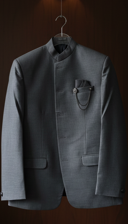 “Royal Ash Grey Contemporary Bandhgala Blazer”