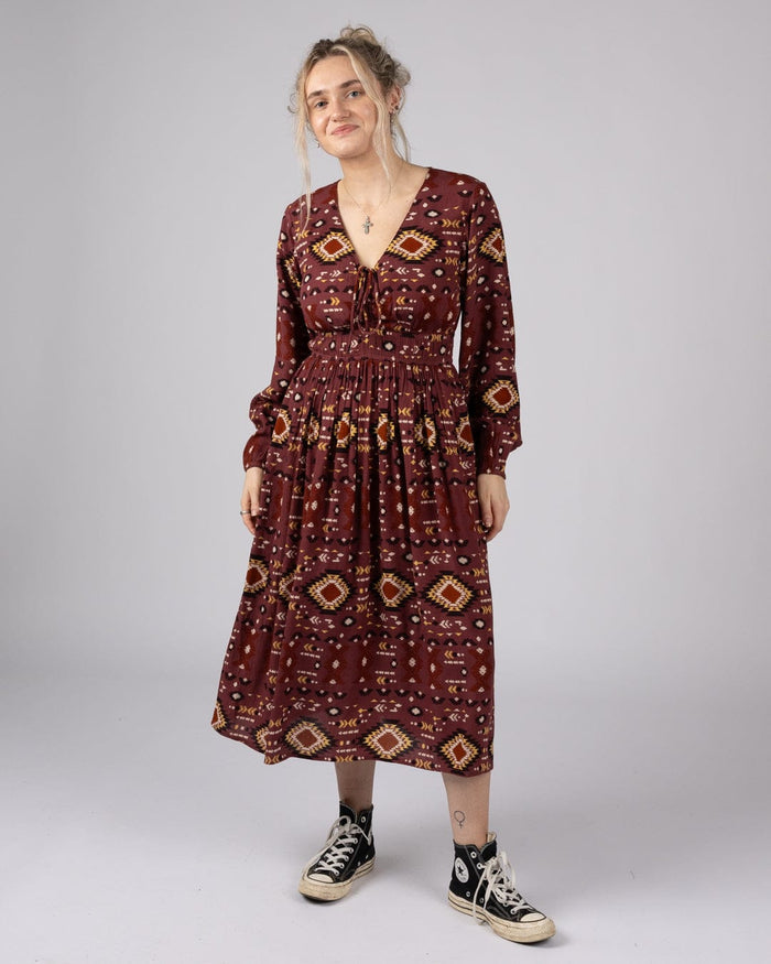 Sabina Womens Midi Dress in Dark Pink