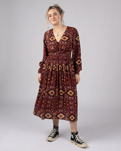 Sabina Womens Midi Dress in Dark Pink