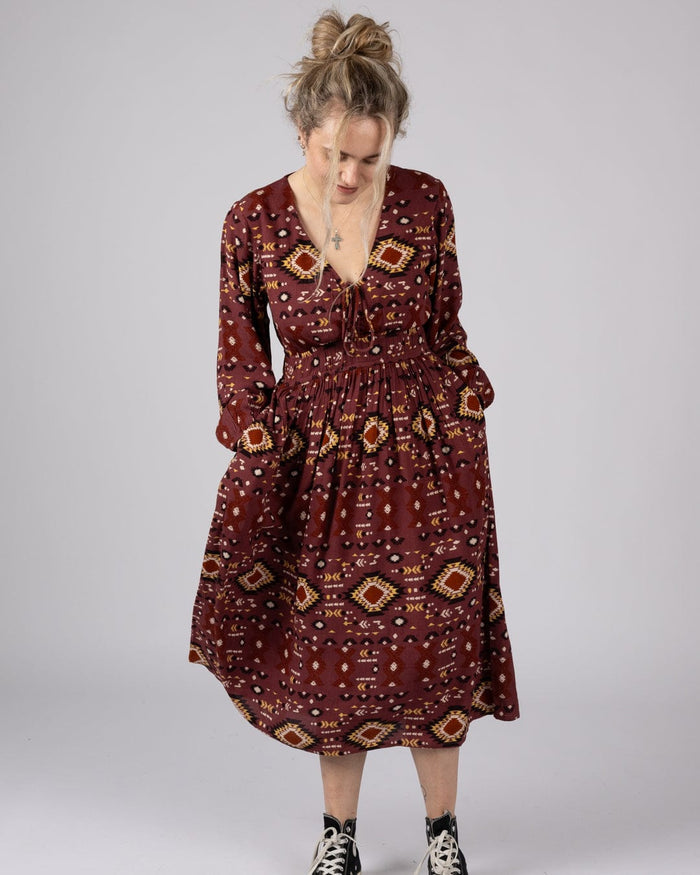 Sabina Womens Midi Dress in Dark Pink