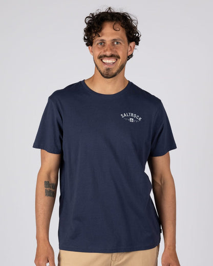 Saunton Mens Location T-Shirt in Blue