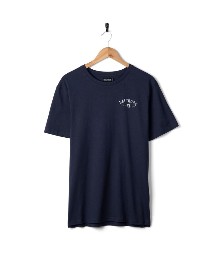 Saunton Mens Location T-Shirt in Blue