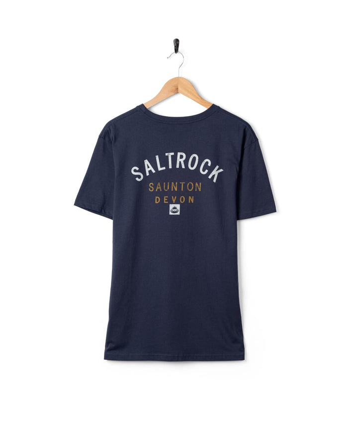 Saunton Mens Location T-Shirt in Blue