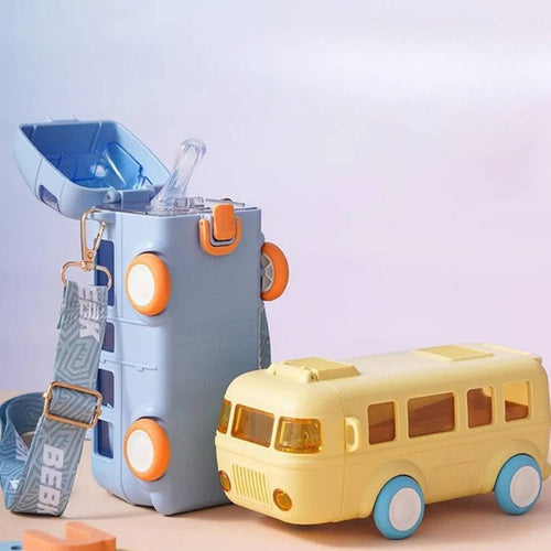 School Bus Water Bottle For Kids With Strap