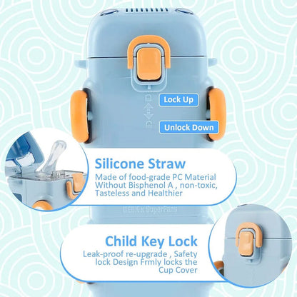 School Bus Water Bottle For Kids With Strap