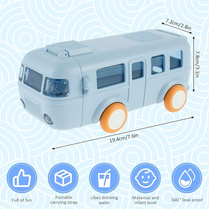 School Bus Water Bottle For Kids With Strap