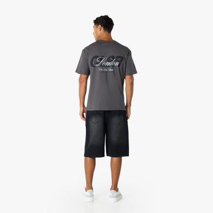 Script Overlay T-Shirt   | Charcoal