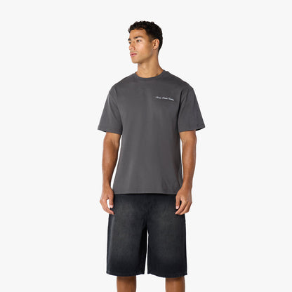 Script Overlay T-Shirt   | Charcoal