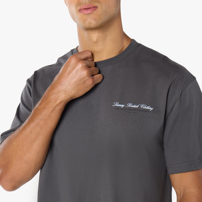 Script Overlay T-Shirt   | Charcoal