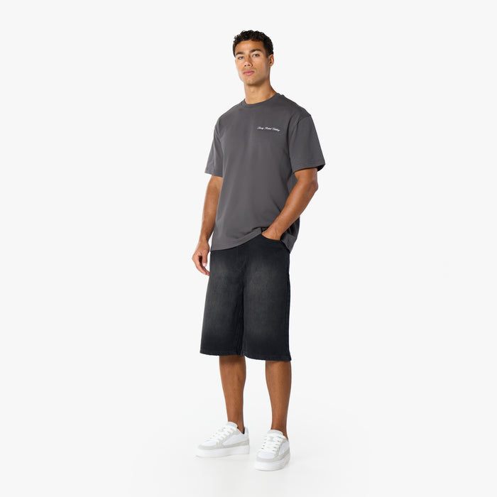 Script Overlay T-Shirt   | Charcoal