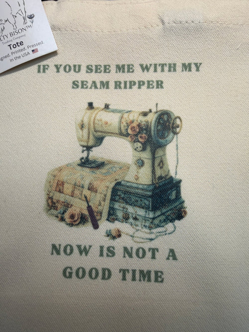 Seam Ripper canvas tote bag Bernina Jeff Sewing Machine Supplies Colorado