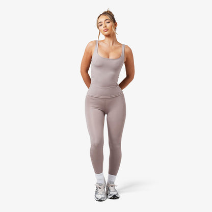Women's  Taupe Second Skin Vest & Legging Set  Closure London  Front View