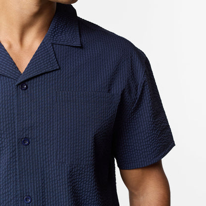 Seersucker Shirt | Navy