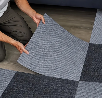 Self-Adhesive Carpet Tiles 60x60cm Black/Dark Grey