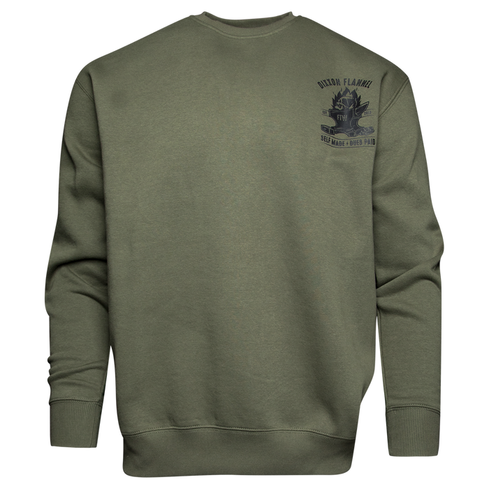 Black Self Made Crewneck Sweatshirt - O.D. Green - Dixxon Flannel Co.