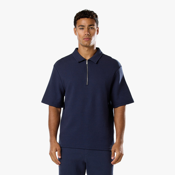 Short Sleeve Textured Polo | Navy